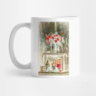 Still Life With Red Flowers Mug